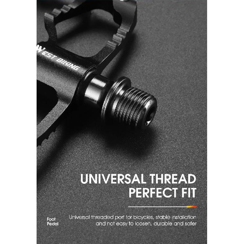 WEST BIKING Carbon Fiber Tube Bicycle Pedals MTB BMX Road Bike Cycling Footrest Lightweight CNC Aluminum Alloy 3 Bearings Pedal