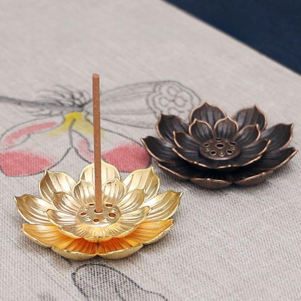 1pc Elegant Lotus Incense Burner Ideal for Home, Office and Teahouse Decor | Metal Incense Burner for Yoga Studios, Spas,camping