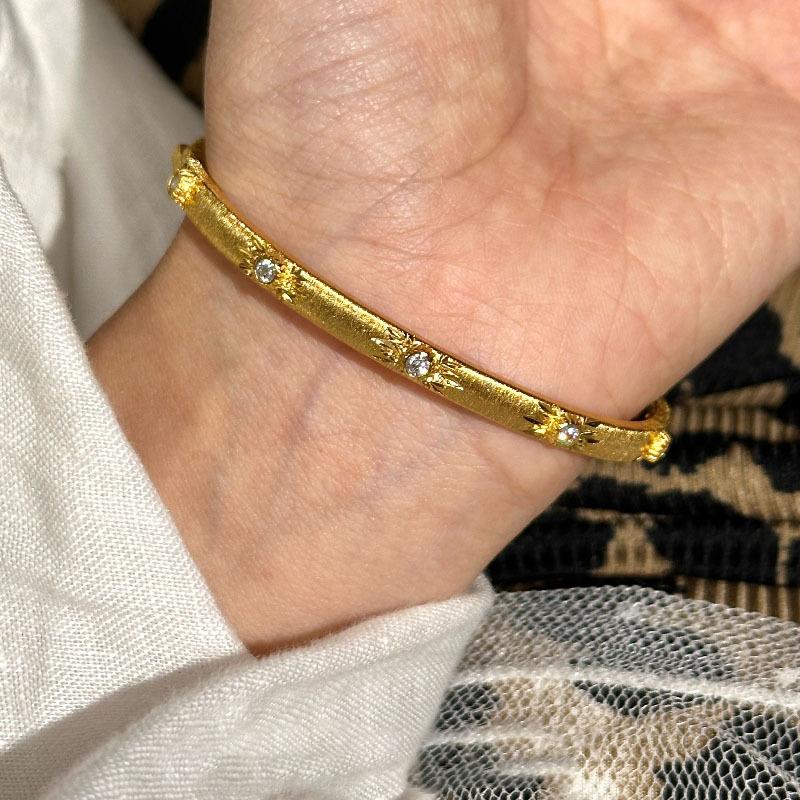 Lekki Luksus Wysokiej Klasy Zmysł Retro Gwiazda Szczotkowana Bransoletka Lekko Inkrustowana Cyrkonią Średni Starożytny Styl Warstwowe Noszenie Wykwintna Wszechstronna Luksusowa