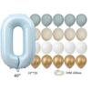 22pcs/set Baby Blue Series Latex Balloon Vintage Blue Foil Number Balloon For Boy's Birthday Party Anniversary Decoration Supply