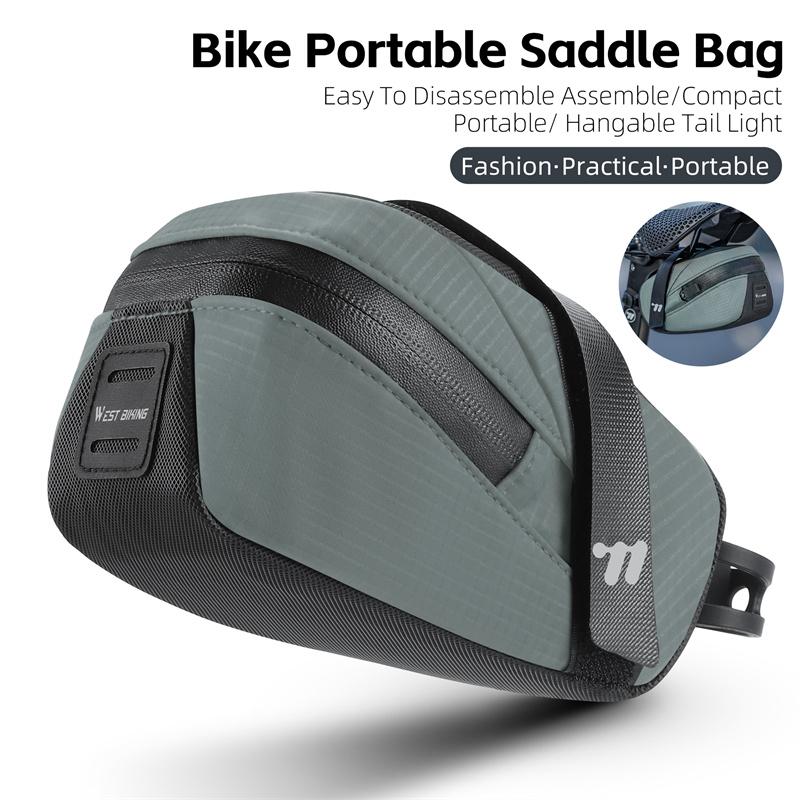 WEST BIKING Bicycle Saddle Bag Portable Waterproof Cycling Seat Tail Pouch Tools Storage Pouch Tail Bag Cycling Accessories