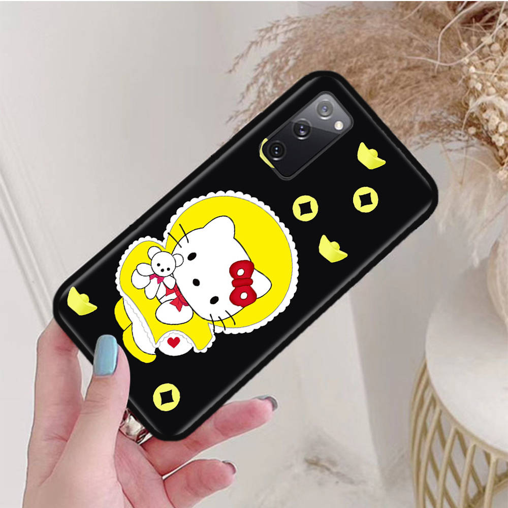 Black Case for OPPO Reno 8 6 5 4 Pro Plus Find X3 A17 A3 A31 A38 A40 A53 A54 A55 A74 A76 A78 A77 A80 A94 A95 A96 Lite L-28 Cute Hello Kitty