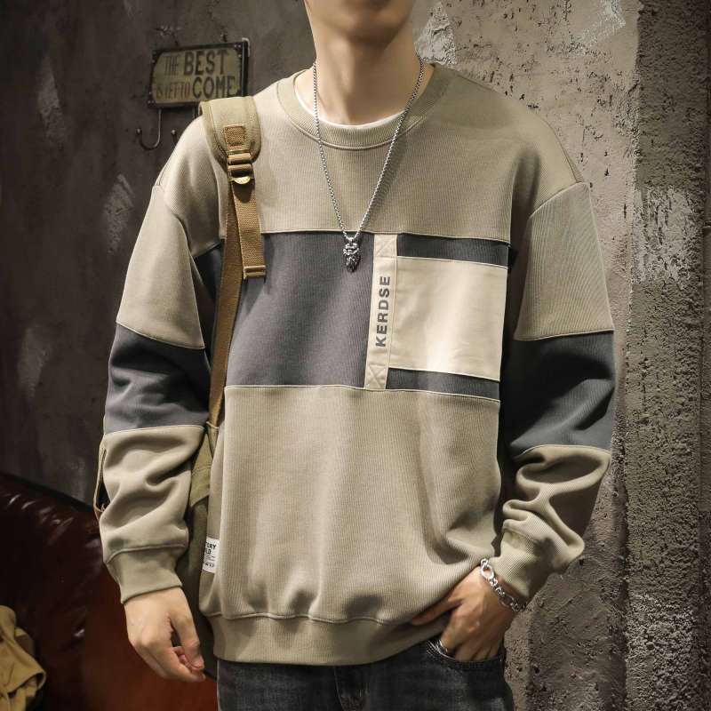 Американский ретро-контрастный цветной пэчворк-худи с дизайном свободный и универсальный модный брендовый ленивый повседневный топ L хаки 2215₽