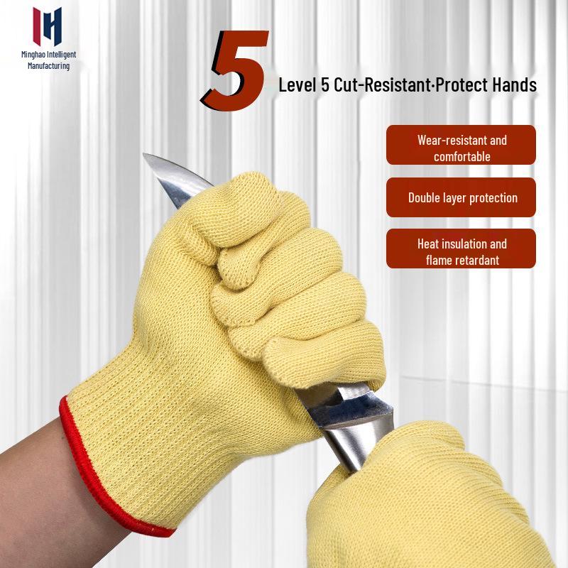 Dubbellagers Aramid Värmebeständiga Skärskyddshandskar för Ugn och Industriell Användning