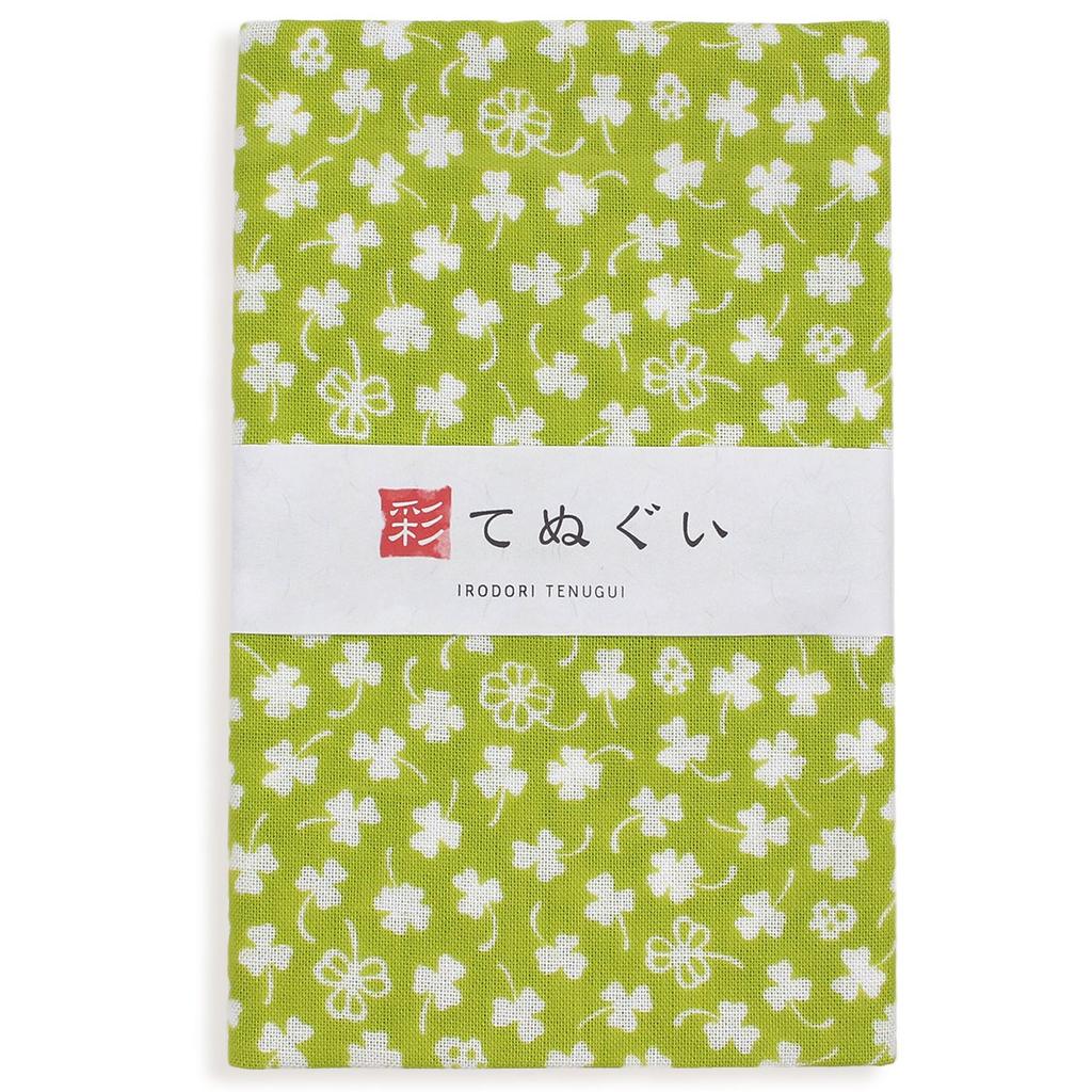 Irodori Komon Tenugui Pattern Hand Green 33 x 90cm (Small Towels) Set, Uncut, 3-Piece Set,