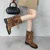 Fashion New Decorative Belt Buckle Leopard Print Low Heel Short Boots Autumn Winter Fashion Casual Commuting Women Ankle Boots Size35-43