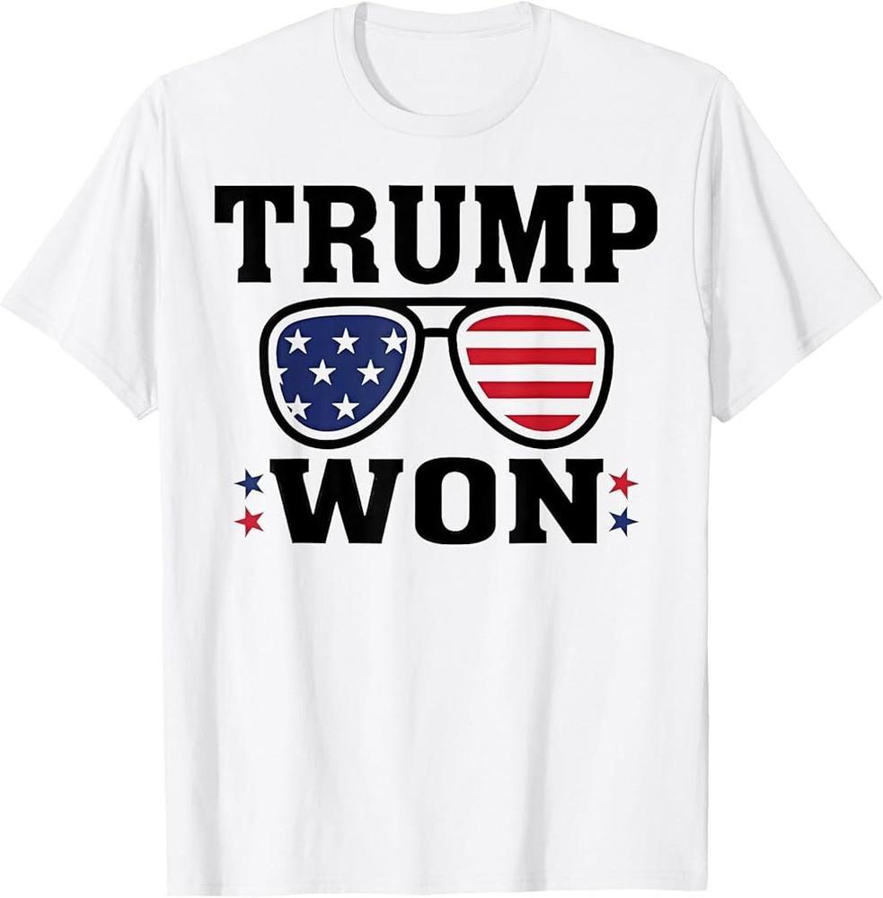 Trump Won 2024 Election USA Flag Trump Vance 47 MAGA T-Shirt Unisex T-Shirt L
