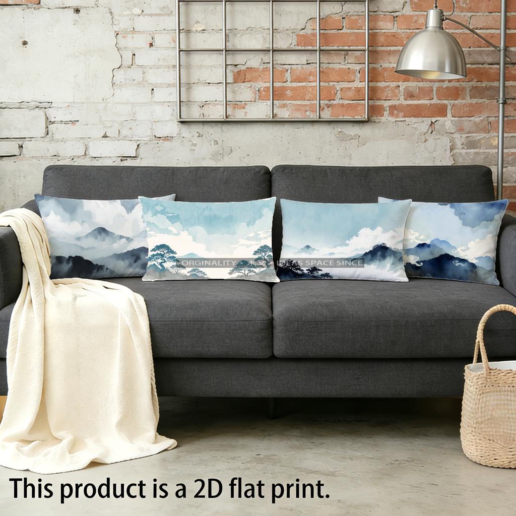 Blue Mountain Clouds Pillowcase Suitable For Sofa Bedroom Car Pillow Cover Cushion Rectangular Back Cushion