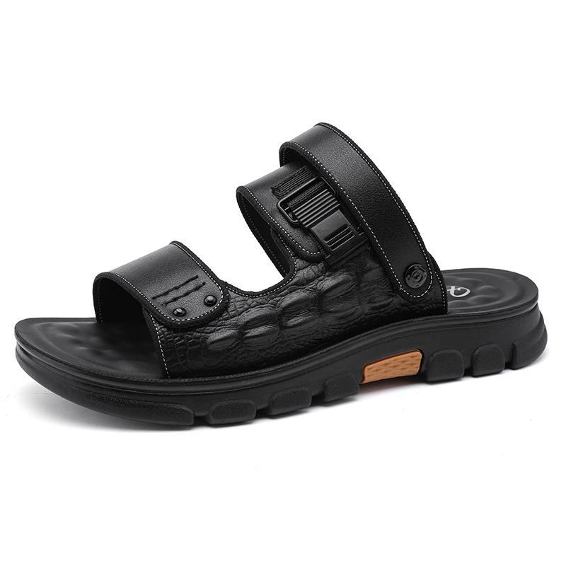 Fashion Men Summer Sandals Cozy Hollow Non-slip Soft Cool Lighted Breathable All-match Classic Wearable Fashion Casual Leather Sandals