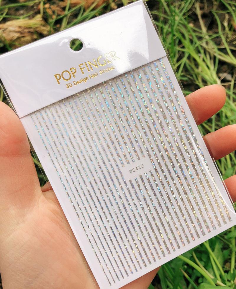 12Pcs/1pcs Nail Lines Strip Stickers Gold/Silver Metal CurveStrip Tape Decals Self-Adhesive Slider DIY Manicure Nail Art Sticker