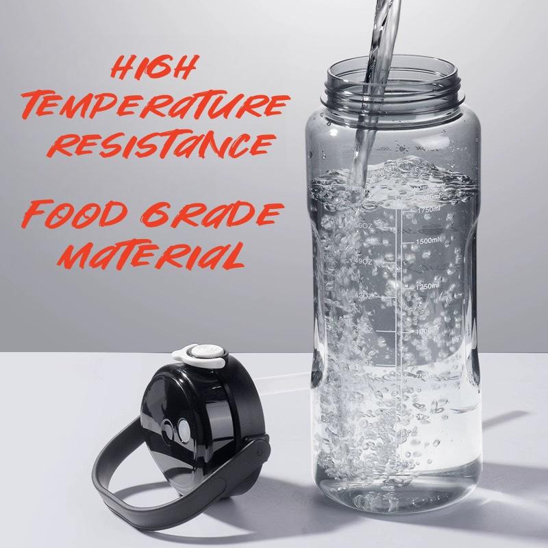 1.5/2L Wasserflasche, Strohhalm-Wasserflasche mit großer Kapazität, Tragbare transparente/auslaufsichere Wasserflasche, Sport/Fitness/Outdoor-Reisen