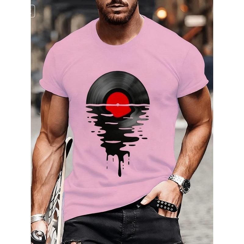 Summer Vinyl Record DJ Graphic Men's T-shirts Casual Hip Hop Streetwear Music Lover Funny Tops T-shirts