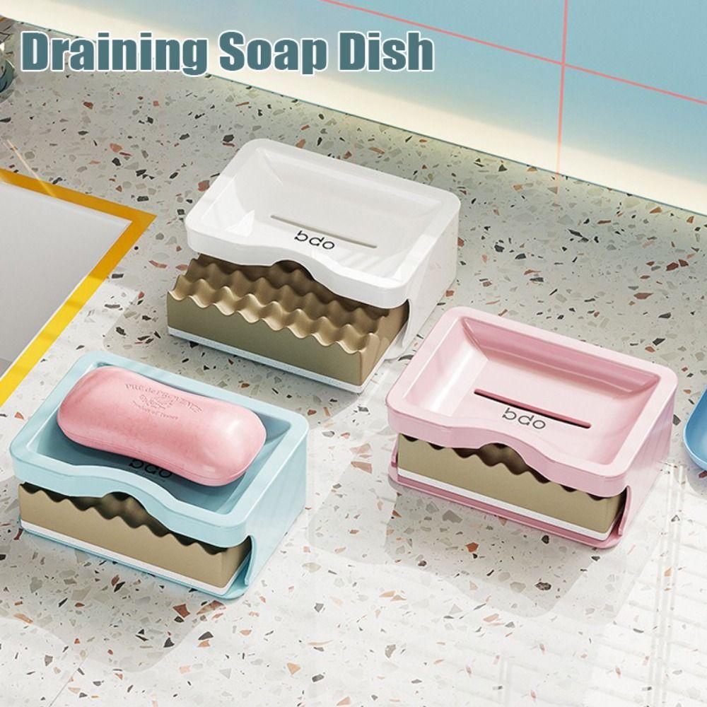 Plastic Bathroom Soap Box Plain-colored Double-layer Soap Rack Modern Draining Soap Dish Kitchen