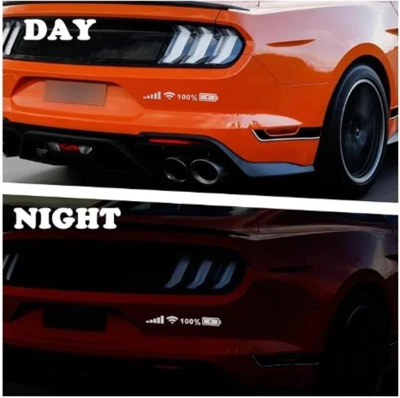 Vtipné reflexní samolepky na auto s ukazatelem úrovně baterie WiFi Barevná dekorace Loga Samolepky na karoserii Zadní sklo auta Auto samolepka