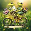 Frog Couple Garden Stake 2D Acrylic Flat Frogs Decoration Waterproof Animal Stake for Flower Pot Planter Window Box
