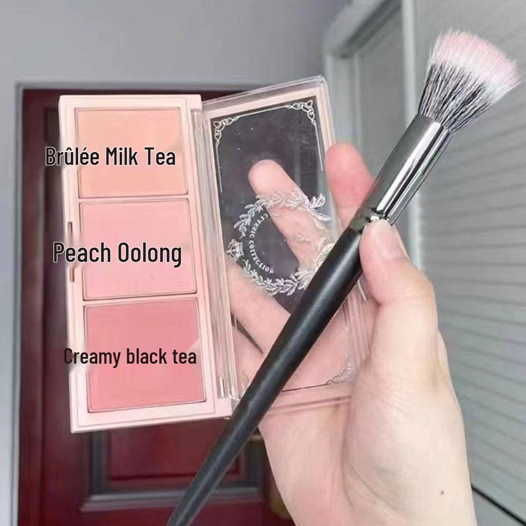 3-Color Blush & Highlight Palette with Cream Rouge, Blush, and Eyeshadow for Contouring & Saturation