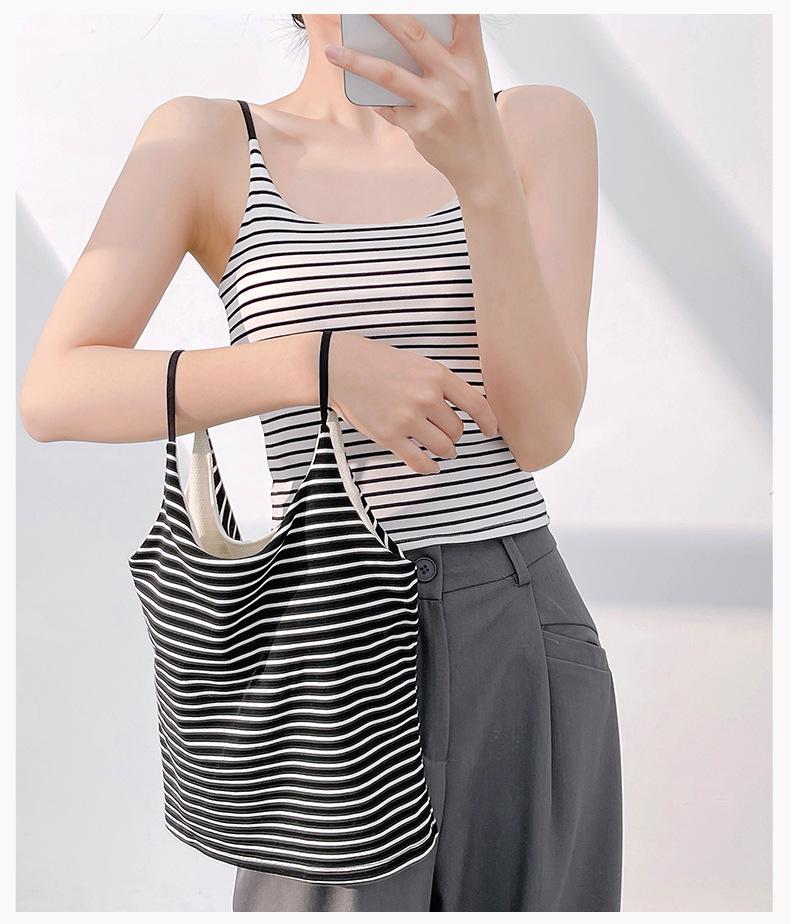 Women's Sling Vest with Chest Pad - Thin Strap, Conceals Underarm, Versatile Short Style for Spring/Summer.
