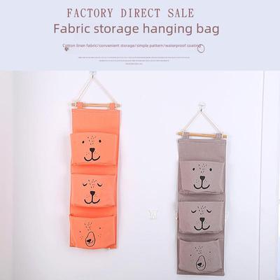 Cotton & Linen Semi-Circular Three-Pocket Hanging Fabric Storage Bag
