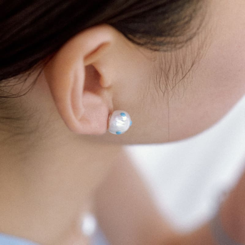 PEARLSONATE Irregular Polkadots Earrings, Turquoise