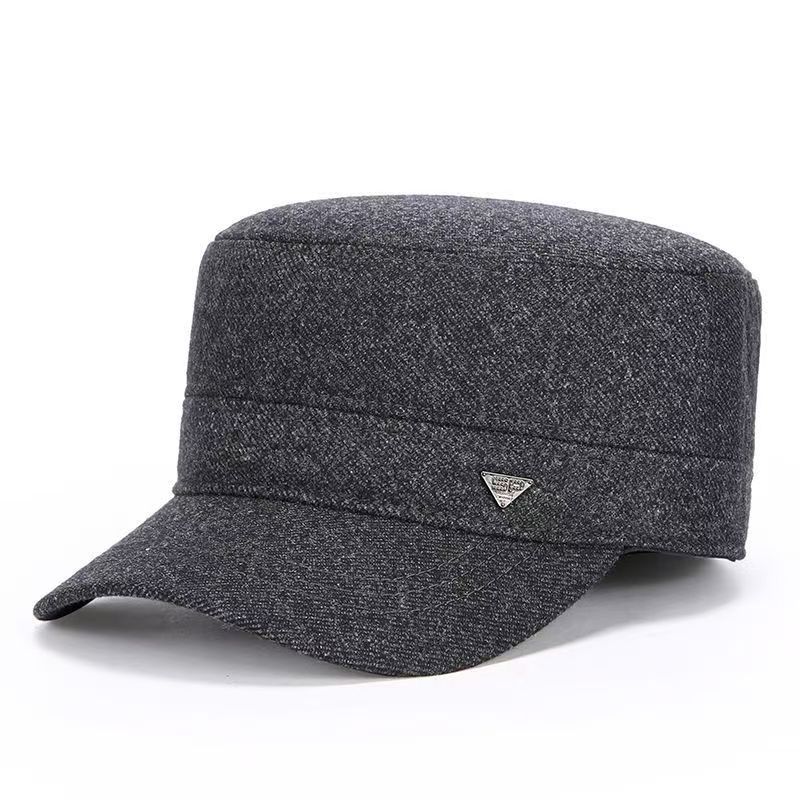 

JYL TS DIY Fleece Baseball Cap Men Winter Warm Dad Hat Faux Leather lightgray