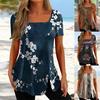 Western Ethnic Print Button Short Sleeve T-Shirt Women's Trendy Top Bohemian Vintage Casual Summer Blouse