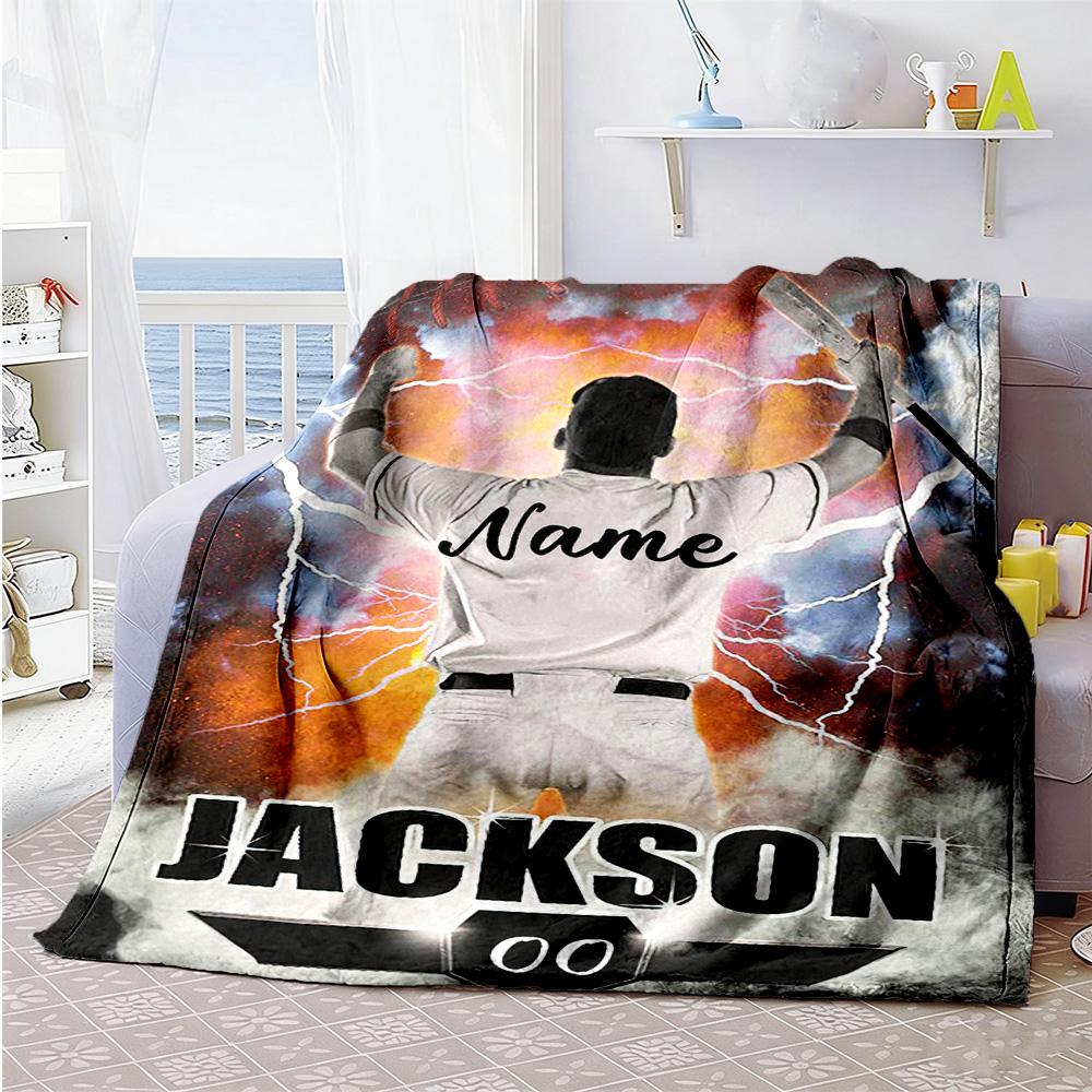 Baseball88 Customize Your Name Blanket Cozy Customizable Blanket Warmthful Decor Versatile for Seaside Picnics Bedding Office Ideal for All Seasons