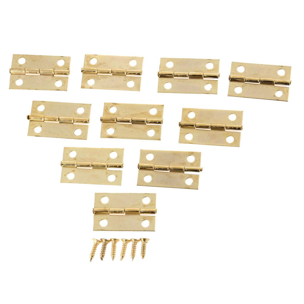 DRELD 10Pcs 24*16mm Furniture Hinges Cabinet Drawer Door Butt Hinge Antique Bronze/Gold Decorative Hinges For Jewelry Box+Screws