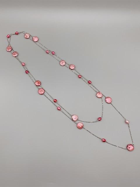 Freshwater Rice Pearls Coin Pearls Long Pendant Necklace Girls Floating Style Stainless Steel For Women Chain Classic Giveaway GiftClassic Necklaces