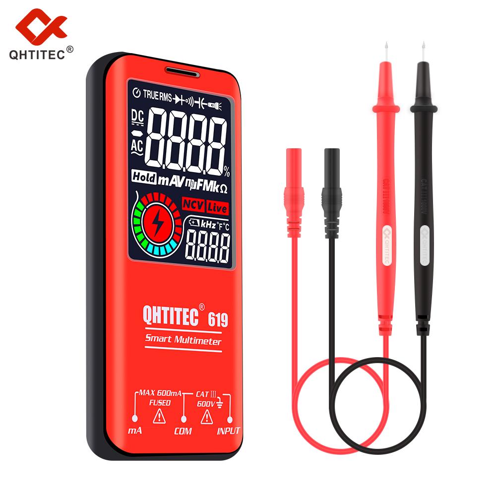 QHTITEC Digital Multimeter Smart Electrician Tester T-RMS DC AC Voltage Capacitance Ohm Hz NCV Professional Multitester