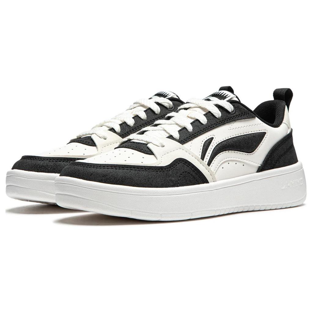 Li Ning Sycee V2 Rutschfeste, dämpfende und abriebfeste Low-Top-Skateboardschuhe für Damen, Schwarz/Weiß, AGCU248-5