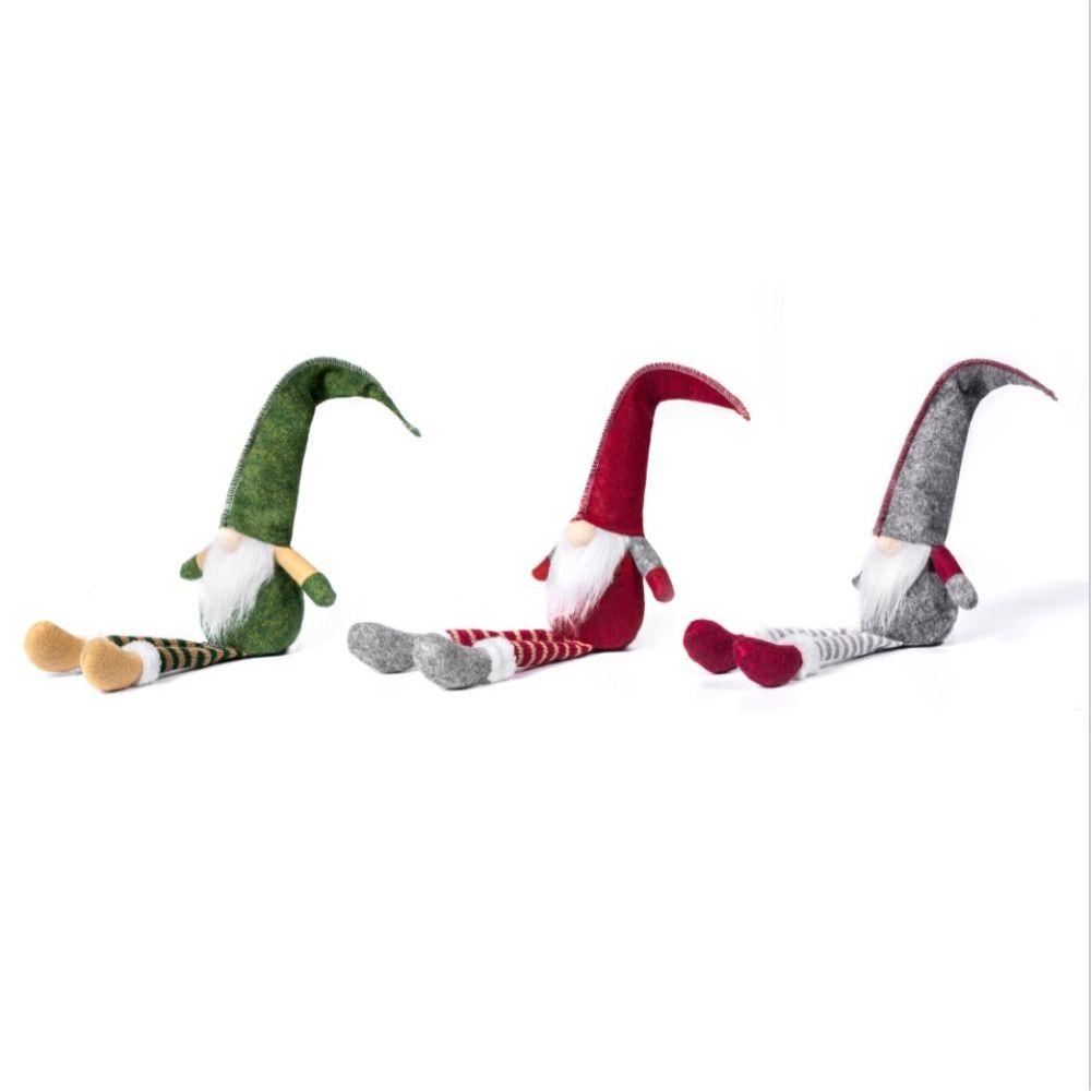 Cartoon Long-legged Christmas Doll Mini Knitted Christmas Figurine Garden