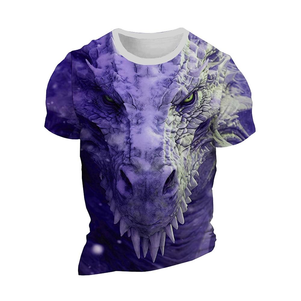 3D Dragon Print Men's T-shirt Summer Daily Casual Men's Street T-shirt Outdoor Sports Short Sleeve Urban Fashion Men's T-shirt