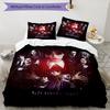 Wednesday Addams Design Bett Bettwäsche-Set 1 Bettbezug + 2 Kissenbezüge Weich Atmungsaktiv Haushalt Bettwäsche