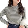 Women's Striped Half-High Neck Base Layer Top - Cozy Autumn/Winter Korean Style Innerwear