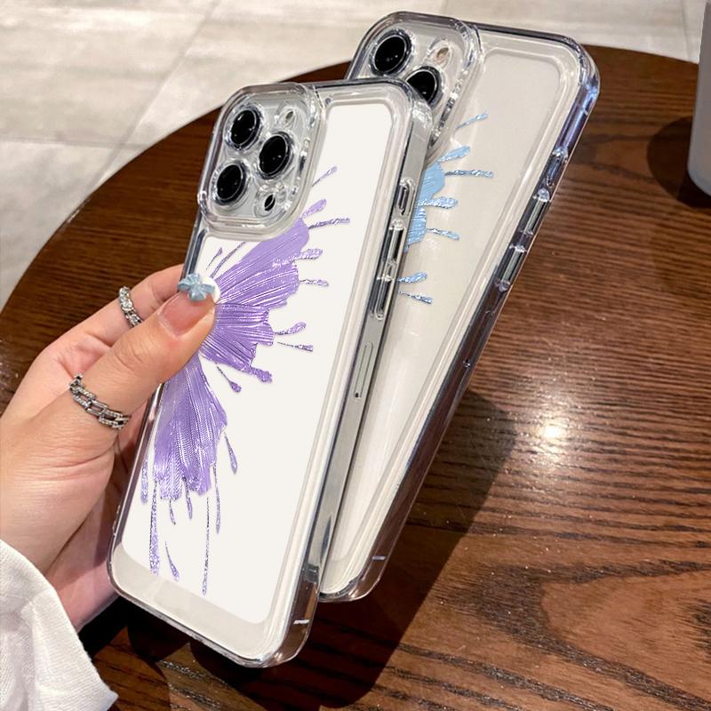 For iPhone 15 Pro Max Case Luxury Gilt Butterfly Clear Silicone Cover For iPhone 14 Pro Max Funda iPhone 13 12 11 16 16E 17 Air