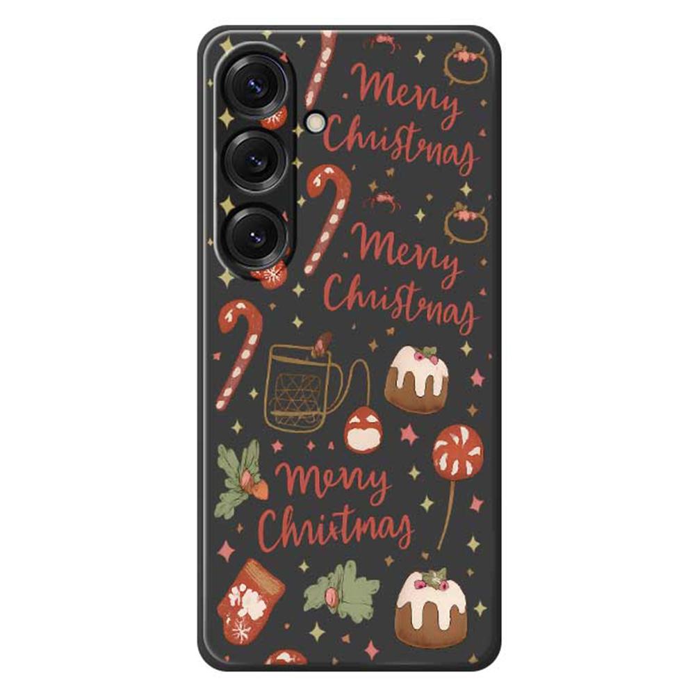

Чехол для Samsung Galaxy S25 с принтом узора «Счастливого Рождества», ТПУ задняя крышка телефона с прямыми краями Black