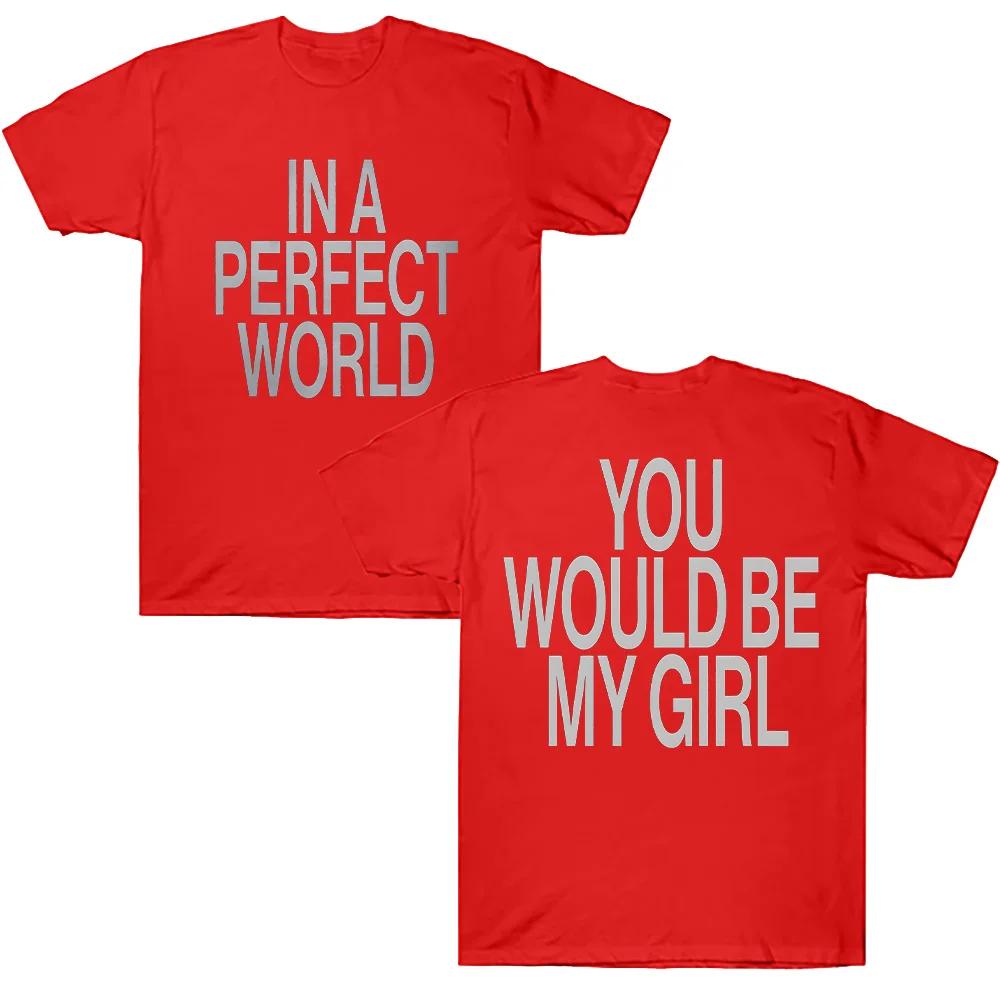 The Kid LAROI Album Merch T-Shirts Perfect World Tee Baumwoll-T-Shirt Unisex-T-Shirt Rundhals Kurzarm Kleidung Ästhetische T-Shirts