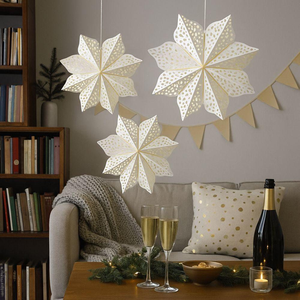 3D Hollow Out Star Paper Lantern White Star Hanging Ornaments  New Year Decor