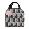 Cartoon Black White Cat Print Insulated Lunch Bag for Women Office Cooler Thermal Food Box Tote Portable Lunch Boxes Container