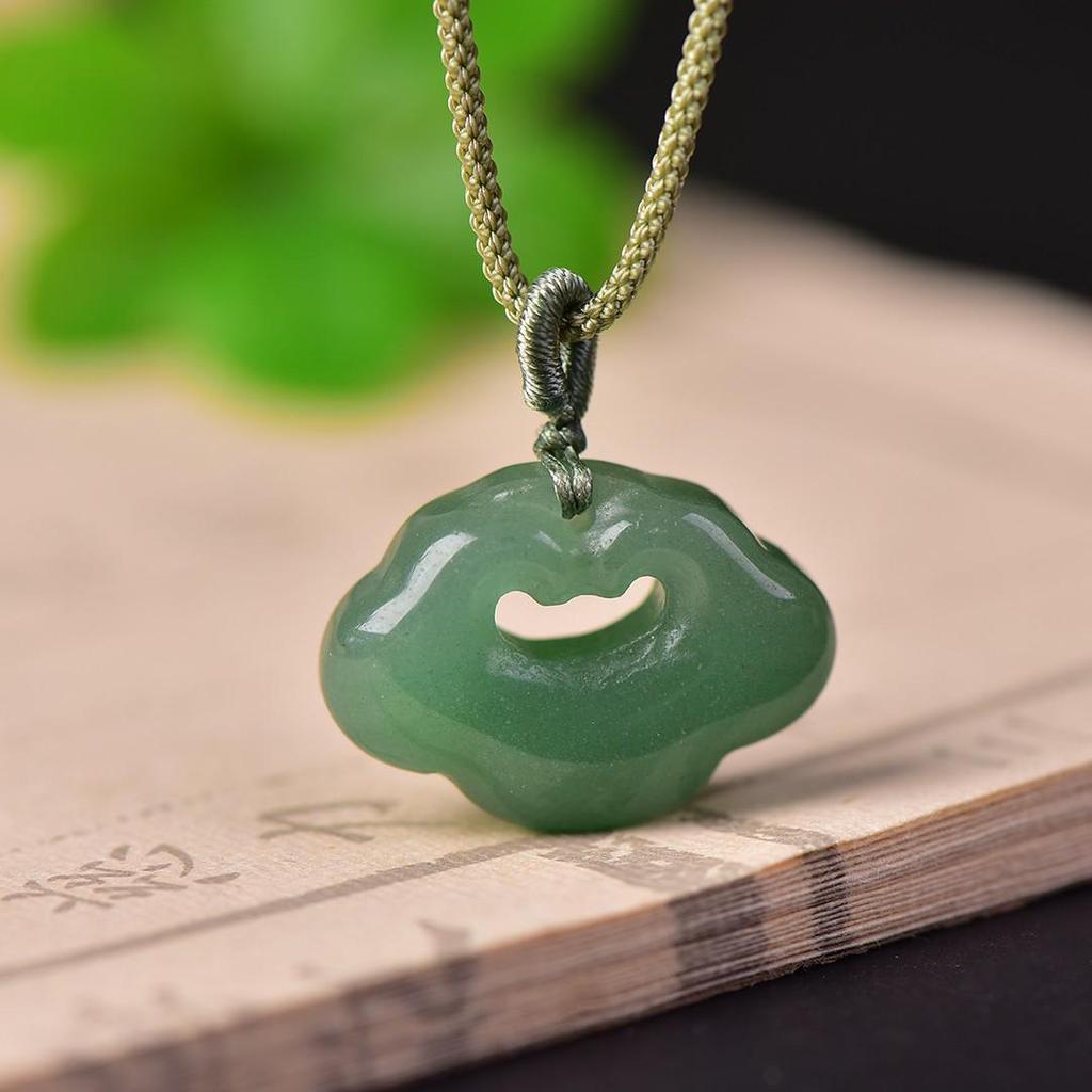 Tianshan Jade Cloud Lock Pendant: Xinjiang Golden Silk & White Jade Ruyi Amulet for Men and Women