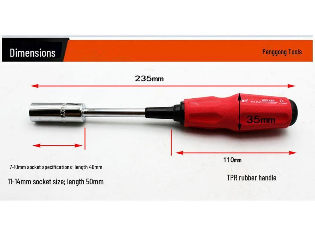 Penggong Extended Thin-Walled Hex Socket Screwdriver Set, 5.5mm External Hex Small Socket Wrench
