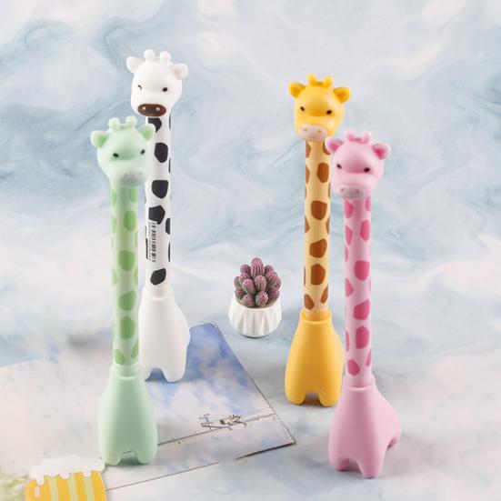 2 Stück Giraffenform Gelstift Niedlicher Cartoon-Tierstift Kreativer Ständer