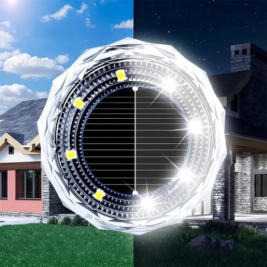 4 Pièces Lumières Solaires de Sol Éclairage Paysager pour Texture Diamant Encastrables Jardin Cour Chemin