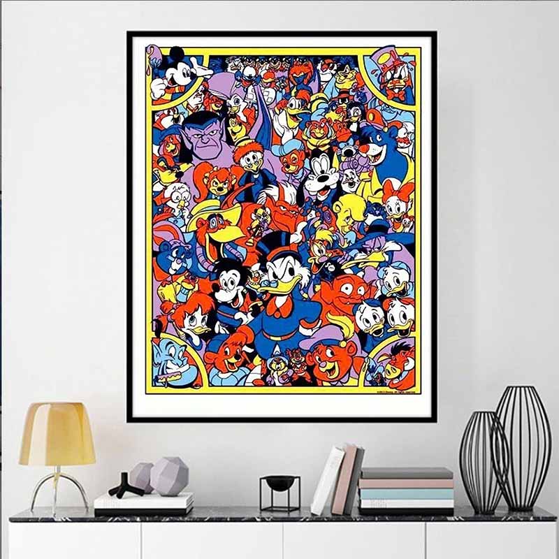 Disney Diamond Painting Retro Group Portrait Illustration of Classic Disney Characters 5D Diamond Painting Art Embroidery Cross Stitch Room Decoration