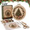 Embroidery Tools for DIY Enthusiasts Christmas Kit Beginners, Pre-Printed Pattern Full Set Wall Decoration Craft of Tools, Needlework Festive