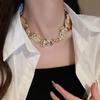 European-American Design Necklace and Earrings Set: Irregular Metal Splicing, Clavicle Chain, Light Luxury Style