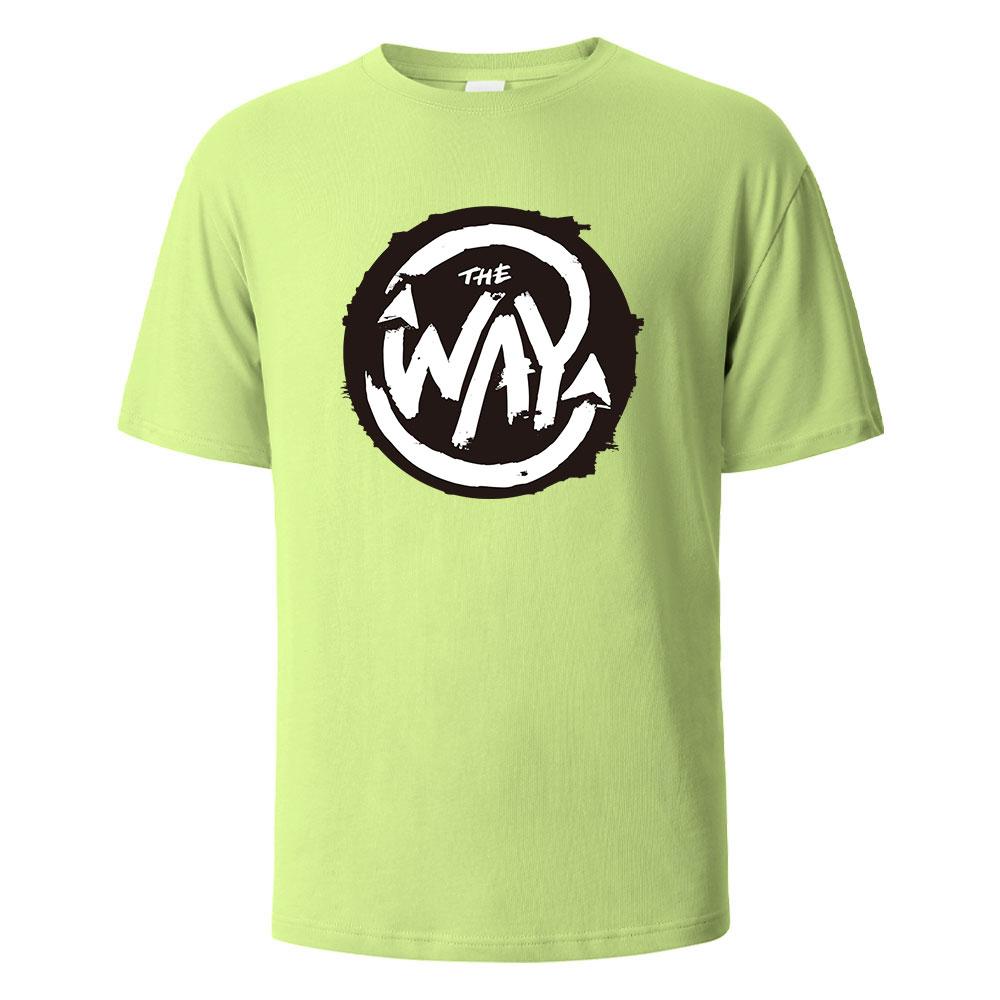 Herren bedrucktes T-Shirt The Way Streetwear 100% Baumwolle Oberteile für Herren Damen Sommer Atmungsaktiv Kurzarm Lässig Rundhals Basic T-Shirts