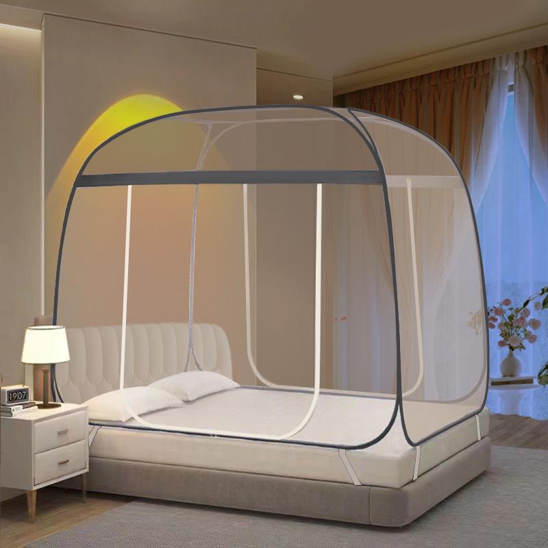 Mongolian Yurt Mosquito Net Tent - Foldable, Free Installation, Mosquito-Proof for Dormitory Bunk Bed with Three Doors