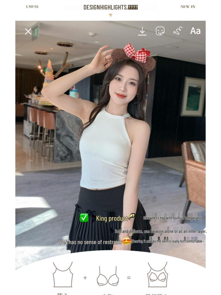 Pure & Sexy Ribbed Halter Top with Built-in Chest Pads - Wrap Style, High Neck, Beautiful Back Design