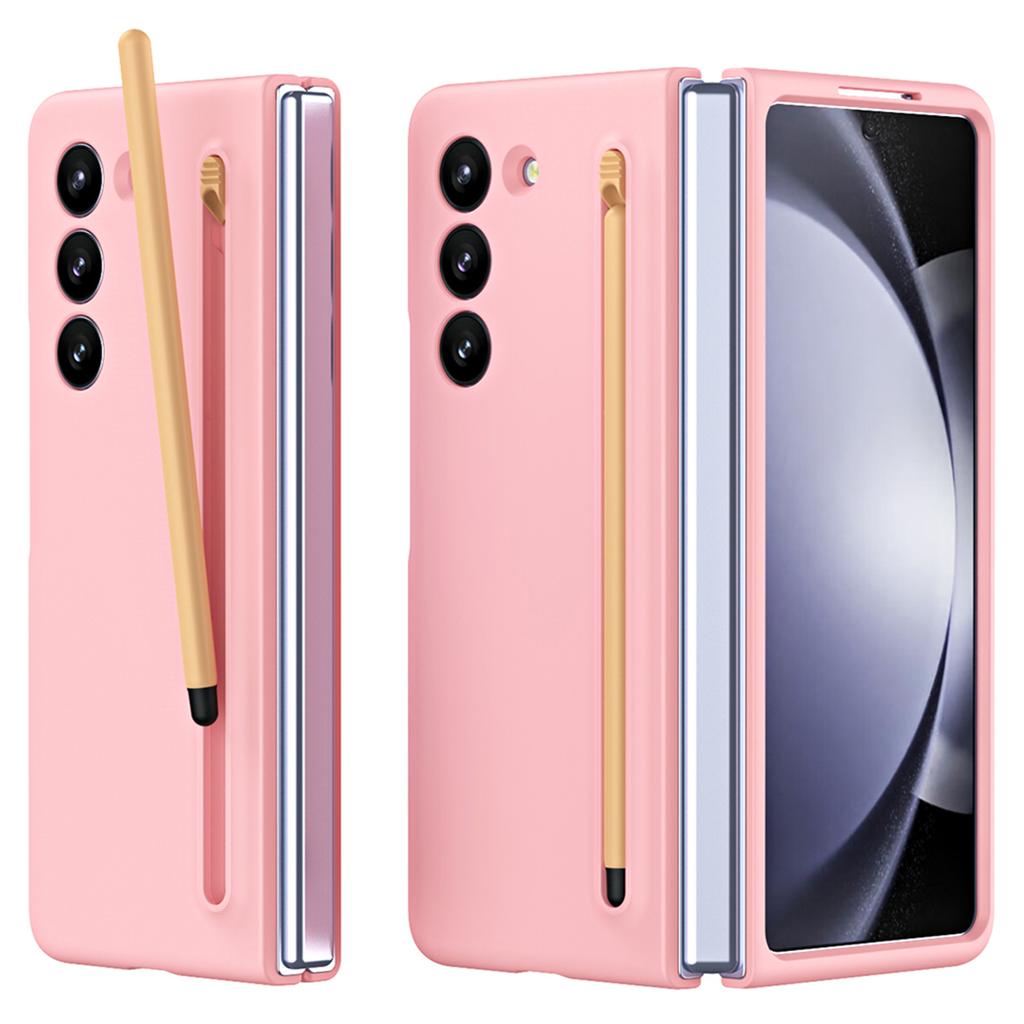 For Galaxy Z Fold6 5G Case Skin-Touch Hard PC Phone Cover with Tempered Glass Film and Stylus